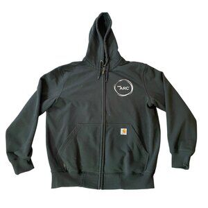 Carhartt Hoodie Jacket Rain Defender Black Full Zip Loose Fit Cotton Blend Large